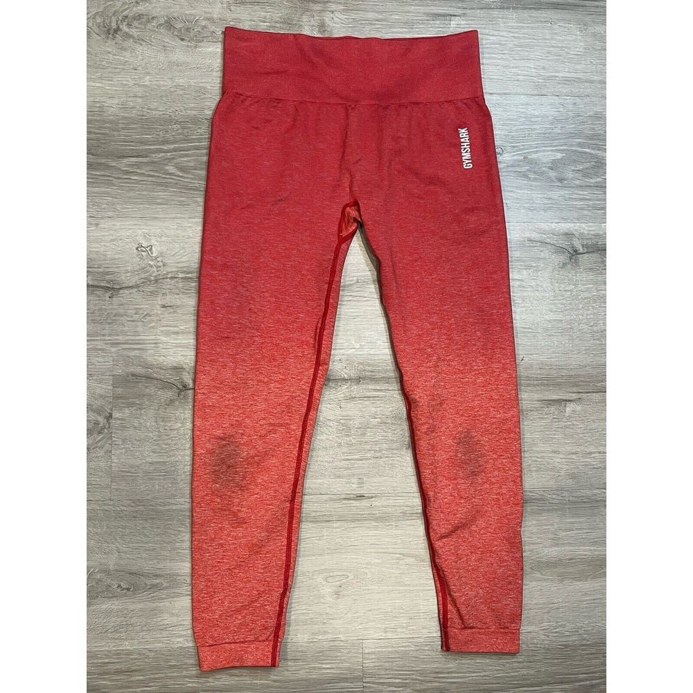 Gymshark Adapt Women's L‎ Red Ombre Seamless Sexy Logo Gym Leggings Compression